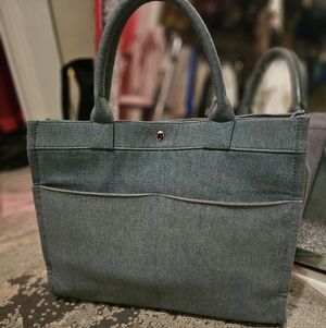 JustFab Blue and Beige Tote Bag